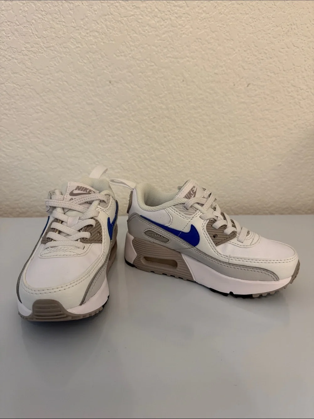 Nike Kids White, Light Gray & Blue Air Max-Style Sneakers